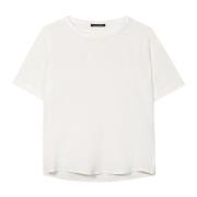 Zijden Mix T-shirt met Splitzoom Luisa Cerano , White , Dames