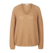 Lichtgewicht V-hals Pullover met Metallic Garen Riani , Brown , Dames