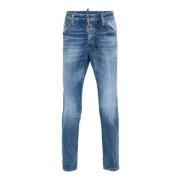 Blauwe Denim Skinny Jeans met Distressed Details Dsquared2 , Blue , He...