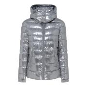 Zilveren Pufferjas met Afneembare Capuchon Guess , Gray , Dames