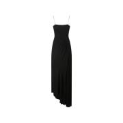 Zwarte Asymmetrische Jurk met Dunne Bandjes Pinko , Black , Dames