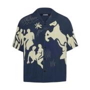 Grafische Print Poplin Shirt Jacquemus , Blue , Heren