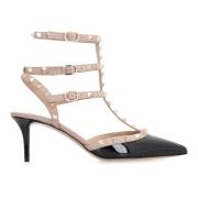 Rockstud Patent Leren Slingback Pumps Valentino , Black , Dames