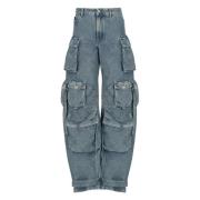 Blauwe Katoenen Cargo Broek The Attico , Blue , Dames