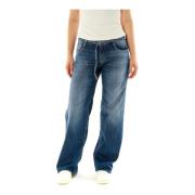 Wide Leg Mid Waist Jeans Le Temps Des Cerises , Blue , Dames