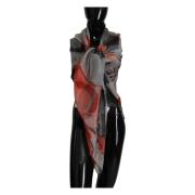 Grijs Rood Geruit Zijden Sjaal Costume National , Multicolor , Dames