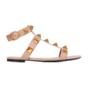 Roze Roman Stud Platte Sandalen Valentino Garavani , Pink , Dames