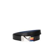 Zwart Leren Wrap Armband met Metalen Sluiting PS By Paul Smith , Black...