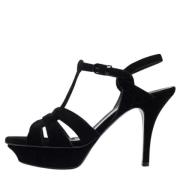 Pre-owned Velvet sandals Yves Saint Laurent Vintage , Black , Dames