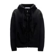 Logo Zip Hoodie - Merino Design JW Anderson , Black , Heren