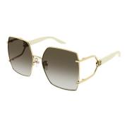 Goud/Bruin Zonnebril Gucci , Yellow , Dames