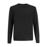 Superfijne Merino Wol Crew Neck Sweater Drumohr , Black , Heren