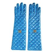 Gewatteerde Leren Mid-Arm Handschoenen Dolce & Gabbana , Blue , Dames