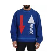 Blauwe Crewneck Katoenen Trui Dgway Logo Dolce & Gabbana , Blue , Here...