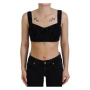 Elegant Zwart Katoenmix Bustier Korset Top Dolce & Gabbana , Black , D...