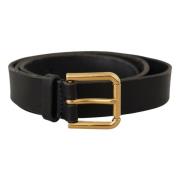 Zwarte Leren Riem met Metalen Gesp Dolce & Gabbana , Black , Unisex