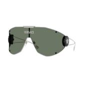 Groene Donkere Lenzen Zilveren Frame Zonnebril Versace , Gray , Unisex