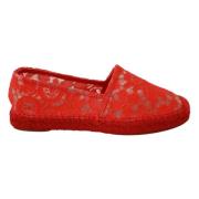 Rode Viscose Espadrilles Platte Schoenen Dolce & Gabbana , Red , Dames