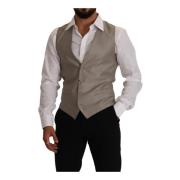 Beige Single Breasted Vest Dolce & Gabbana , Beige , Heren