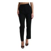 Zwarte Hoge Taille Wollen Broek Dolce & Gabbana , Black , Dames