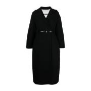 Elegant Wool Coat in Dark Blue Jil Sander , Black , Dames