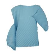 Hemelsblauwe Geplooide Blouse Issey Miyake , Blue , Dames