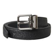 Zwarte Glitterleren Riem met Zilveren Gesp Dolce & Gabbana , Black , D...