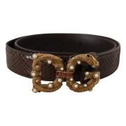 Python Leren Riem Dolce & Gabbana , Brown , Dames