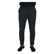 Blauwe Wol Slim Fit Formele Broek Dolce & Gabbana , Blue , Heren