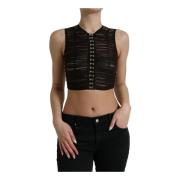 Versierde Nylon Cropped Top Dolce & Gabbana , Black , Dames