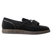 Elegante Zwarte Suède Espadrilles Sneakers Dolce & Gabbana , Black , H...