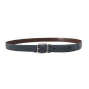 Elegante Blauwe Leren Riem voor Heren Dolce & Gabbana , Blue , Heren