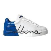 Blauw & Wit Logo Sneakers Dolce & Gabbana , Multicolor , Heren