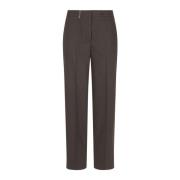 Bruine Wol Kasjmier Stretch Flanellen Broek Peserico , Brown , Dames