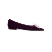 Burgundy Velvet Ballerina Crystal Schoenen Roberto Festa , Red , Dames