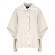 Ivoor Wol Cape Jas Kraag Knopen Fabiana Filippi , Beige , Dames