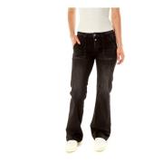 Flared Fit Mid Waist Jeans Le Temps Des Cerises , Black , Dames