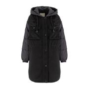 Bi-materiaal Bloemenapplicatie Parka Ermanno Scervino , Black , Dames