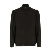 Elegant Half Zip Jumper Fedeli , Black , Heren