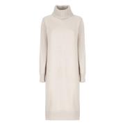 Beige Wol Kasjmier Zijde Jurk Paillet Fabiana Filippi , Beige , Dames