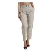 Hoge taille katoenen taps toelopende broek Dolce & Gabbana , Beige , D...