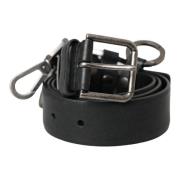 Zwart Leren Metalen Gesp Riem Dolce & Gabbana , Black , Heren