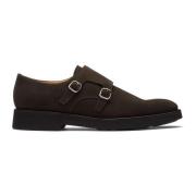 Bruine Suède Dubbele Monk Strap Schoenen Church's , Brown , Heren