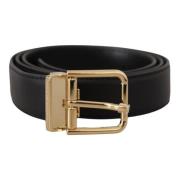 Elegante zwarte leren riem met metalen gesp Dolce & Gabbana , Black , ...