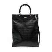 Zwarte Bamboe Shopper Medium Tas Jil Sander , Black , Dames