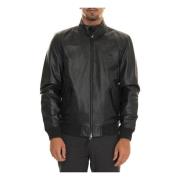 Leren Harrington Jack met Gebreide Boorden Harmont & Blaine , Black , ...