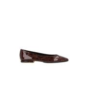 Animalier Patent Leren Ballerina Loro Piana , Brown , Dames