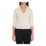 Parel Applicatie V-hals Polo Shirt Liu Jo , White , Dames