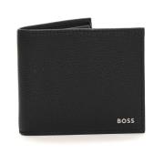 Leren portemonnee en sleutelhanger set Boss , Black , Heren