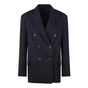 Dubbel-Breasted Wol Kette Blazer Fw24 Nine In The Morning , Blue , Dam...